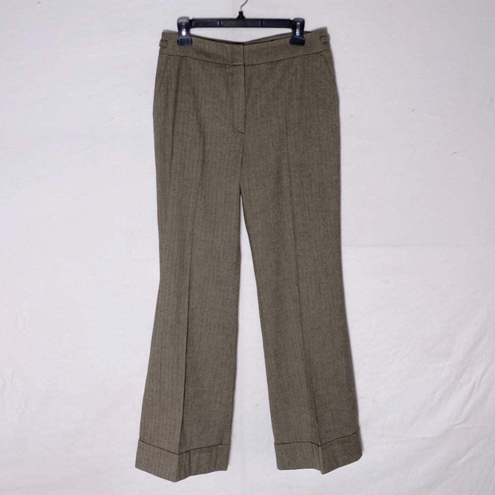 Vintage Tan Brown Herringbone Wide Leg High Rise Pants 31 Academia Dadcore Twee